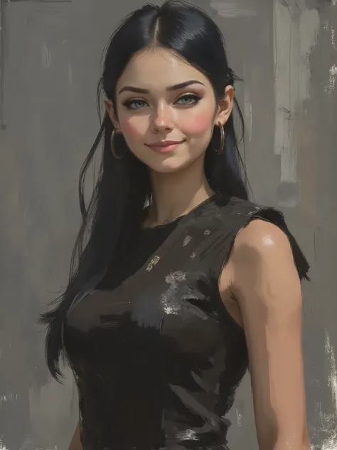 sketch painting, marinette Dopanchan, mankafactor style, A very beautiful and cute 22 year old woman with a slight smile. (((Shy smile))), sharp focus on the face, (((Western eyes:1.5))), (((Extremely detailed ice-blue eyes, beautiful eyes, beautifully det...