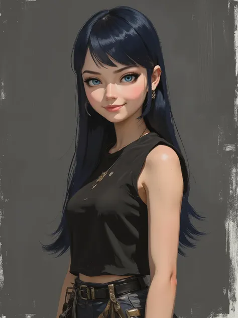 sketch painting, marinette Dopanchan, mankafactor style, A very beautiful and cute 22 year old woman with a slight smile. (((Shy smile))), sharp focus on the face, (((Western eyes:1.5))), (((Extremely detailed ice-blue eyes, beautiful eyes, beautifully det...