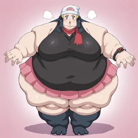 pokemondawn, <lora:pokemon-dawn-anime-ponyxl-lora-nochekaiser:1>, pokemon dawn, black hair, blue eyes, sidelocks, long hair,
bare shoulders, beanie, black shirt, black socks, bracelet, hat, jewelry, kneehighs, miniskirt, pink skirt, red scarf, scarf, shirt...