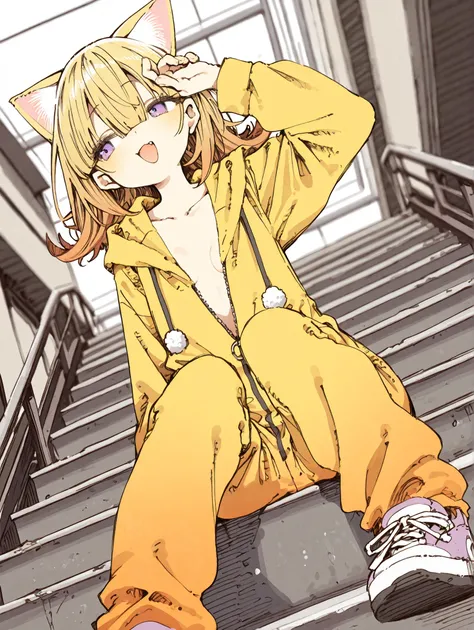 ((Abara Heiki style)), ((Masterpiece)), ((best quality, amazing quality)), ((very aesthetic, absurdres, newest)), ((detailed background, negative space, blurry background, depth of field, Asymmetrical background)), (dynamic angle, wide shot, from below), (...