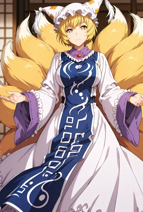 Yakumo Ran, score_9, score_8_up, score_7_up, source_anime, top quality, , Official Art, viewers, masterpiece, ultra-HD, high detail, depth of field, top quality, 8k, top quality, ergonomic,Official Art, 1 girl,solo, anime keyvisual, slender, Sessyu Style,
...