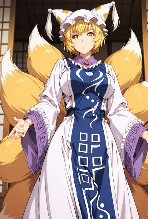 Yakumo Ran, score_9, score_8_up, score_7_up, source_anime, top quality, , Official Art, viewers, masterpiece, ultra-HD, high detail, depth of field, top quality, 8k, top quality, ergonomic,Official Art, 1 girl,solo, anime keyvisual, slender, Sessyu Style,
...