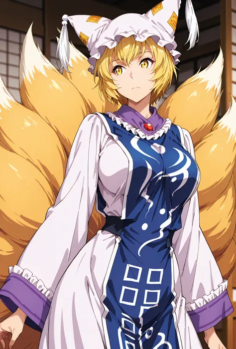 Yakumo Ran, score_9, score_8_up, score_7_up, source_anime, top quality, , Official Art, viewers, masterpiece, ultra-HD, high detail, depth of field, top quality, 8k, top quality, ergonomic,Official Art, 1 girl,solo, anime keyvisual, slender, Sessyu Style,
...