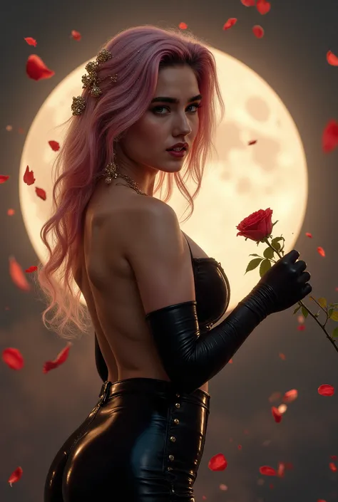 Photo, ((( Epic realism: 1.8 ))), ((( Full body shooting angle: 1.8 ))) Jennifer Connelly, jenniferconnelly . Photo ultrarrealista de Kiara Nova haciendo cosplay de Yor Forger, an impressive cosplayer ( 22-25 years ), with wavy pastel pink hair, light almo...