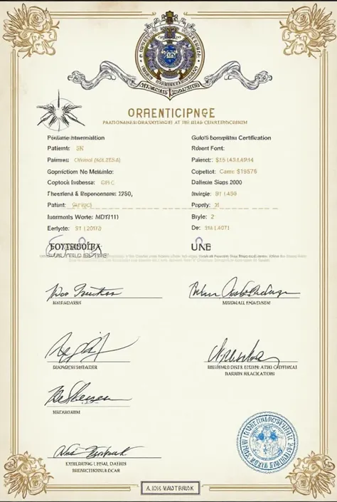 I want you to create a medical certificate for me like the one from the “APM” with a watermark 