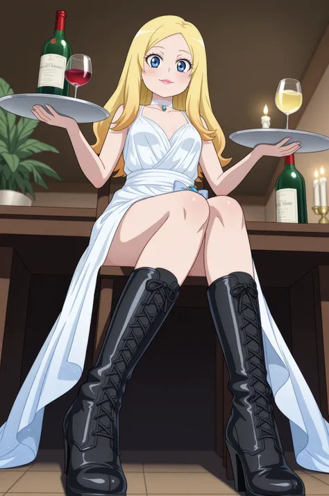 Francine Smith, looking at viewer, pink lipstick, choker, Blonde hair, small breasts. long hair. blonde hair, |  James Bond 007: Code Reboot — glamorous tropical soirée under moonlit palm trees. A spy couple commands attention: the man in a sleek, modern t...