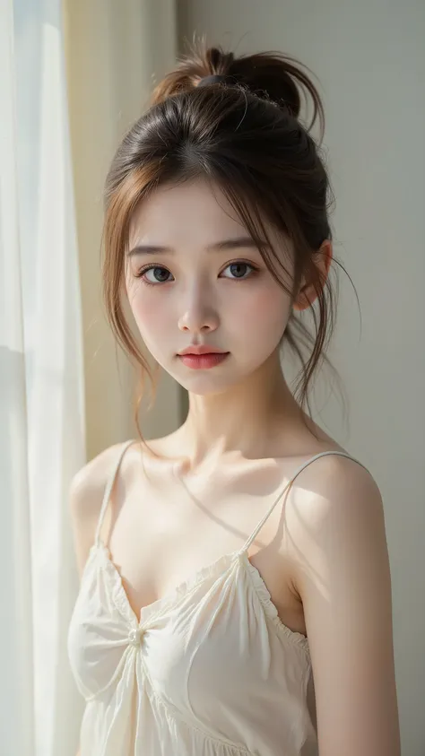 little beautiful girl、(((boob, No touching、molester, deep clevage)))、shame、super realistic:1.3、top quality、Max Image Quality、Perfect Anatomy、see-through dress with pale skin
