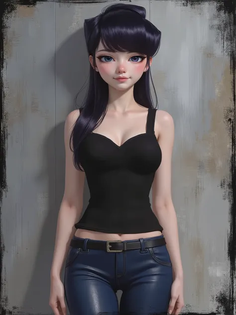 sketch painting, marinette Dopanchan, Akaninbat, Komi_shouko, A very beautiful and cute 22 year old woman with a slight smile. (((Shy smile))), sharp focus on the face, (((Western eyes:1.5))), (((Extremely detailed ice-blue eyes, beautiful eyes, beautifull...