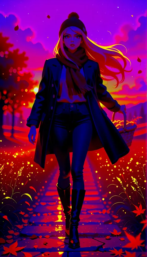  Anatomically correct  ,  My Journey with a Cat  ,  Beautiful full bodied girl  ,    he rides a bicycle with a basket and a cat inside the basket :1.5, ((manga style:1.51)), Linear   ,   she is half profile   ,  warm outerwear , Long black boots,    it's c...