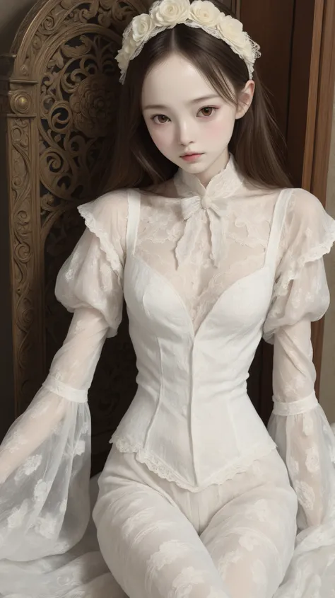 score_9, score_8_ up , score_7_ up ,Rating_Safety,10 years old,8k,4K,16 kg, details , beautiful, beautiful, masterpiece, and above, vibe, mystery, romanticism, creepy, literature, Art, fashion, Victorian , Decoration, "complicated" , ironw...