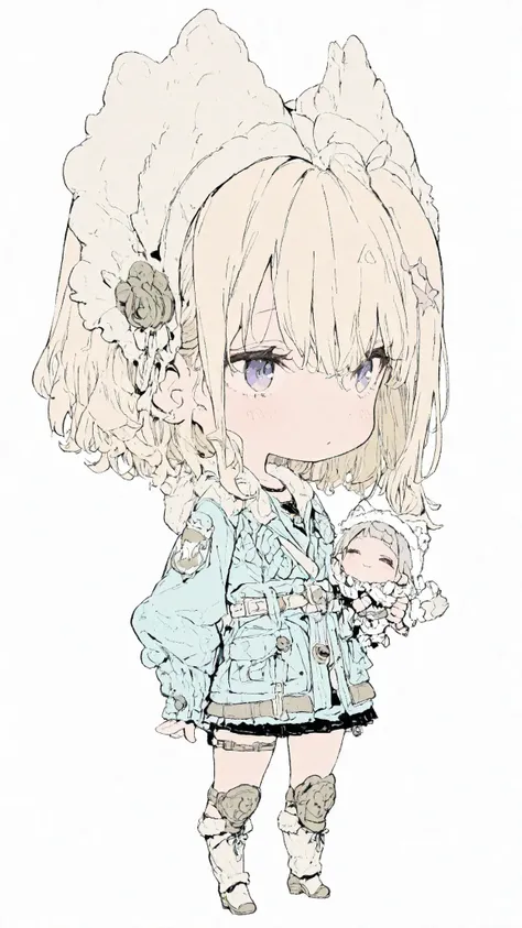 flat art, FLAT COLOR,Denki Style 3,1 girl,chibi