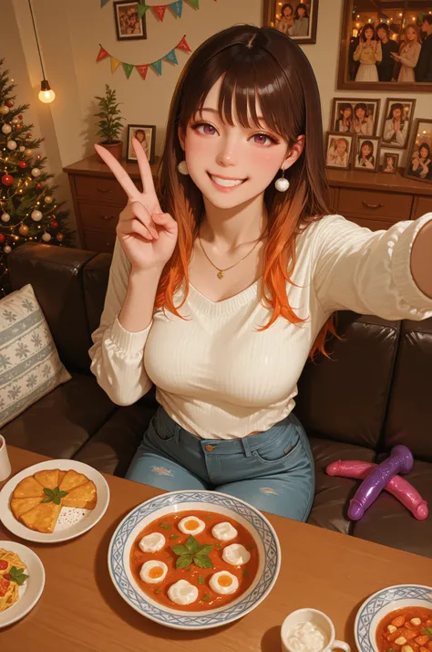 masterpiece, best quality, Ultra-detailed, (photo-realistic, hyper-realistic:1.2), perfect face, perfect anatomy, perfect hands, clear focus, different American 4girls sitting around an dirty table, spread opend winter outfits, very different body-shapes a...