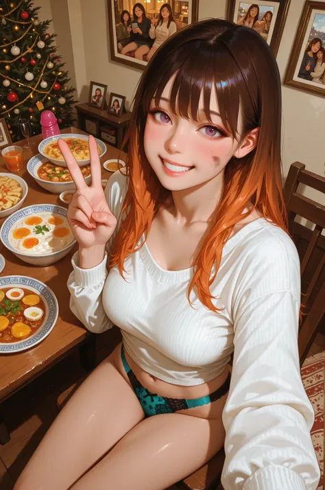 masterpiece, best quality, Ultra-detailed, (photo-realistic, hyper-realistic:1.2), perfect face, perfect anatomy, perfect hands, clear focus, different American 4girls sitting around an dirty table, spread opend winter outfits, very different body-shapes a...