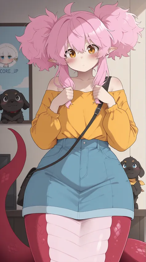 Alone, _style, 1 ,  hairy female,  hairy, 1 ,,    very detailed illustration , (Anthropomorphic  hairy dog boy:1,7) ,   voluminous and disheveled hair  ,  A playful look  , delgado, ideal body,  ,    wide hips, simple drawing, Artifyber style ,   flat past...