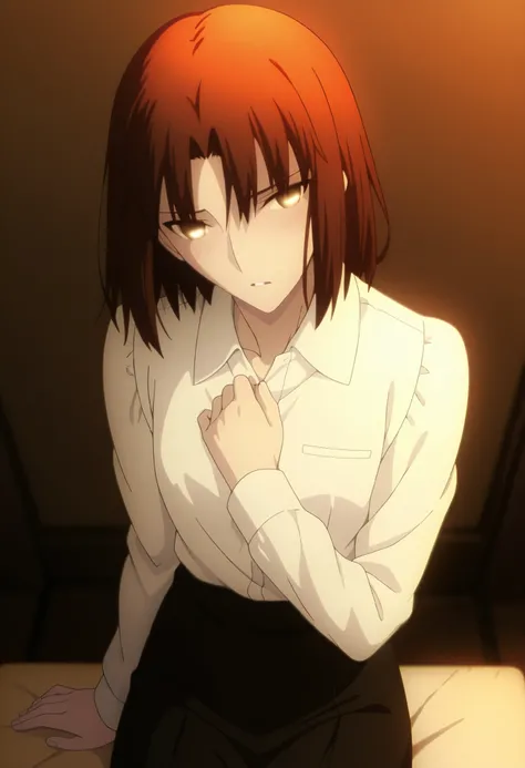 <lora:KnK_ryougi_shikiXLIllustrious001>,
masterpiece,best quality,good quality,newest, 8k, from above,
indoors ,(cinematic light), (sitting ), (no background),parted lips ,
light embarrassed,,
looking at viewer, (), , head tilt, hand on chest, ,
solo,
ani...