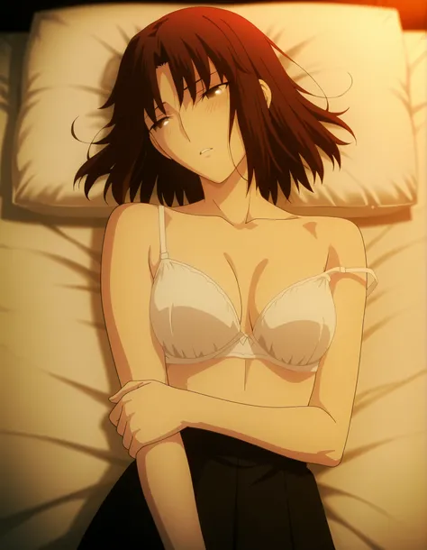 <lora:KnK_ryougi_shikiXLIllustrious001>,
masterpiece,best quality,good quality,newest, 8k, from above,
indoors ,(cinematic light), (on back, on bed), (detailed background),parted lips ,
light embarrassed,,
looking away, (), , head tilt, ,half-closed eyes ...