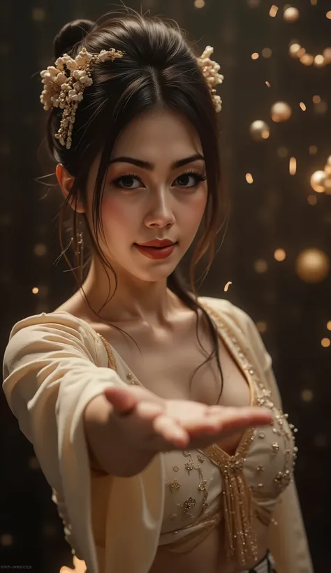 score_9, score_8_up, score_7_up, Source_ ,rating safe, reality skin, (8k、Greatest Masterpiece、top quality、High Resolution、nsfw)、cowboy shot、(Hold hands in POV)、Young Japanese stage actress、solo、with an uneasy smile、Extend your right hand、(((anatomically ac...