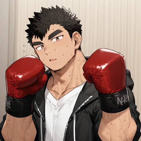     male high school student、boxing、    male、erotic、Sweating、
