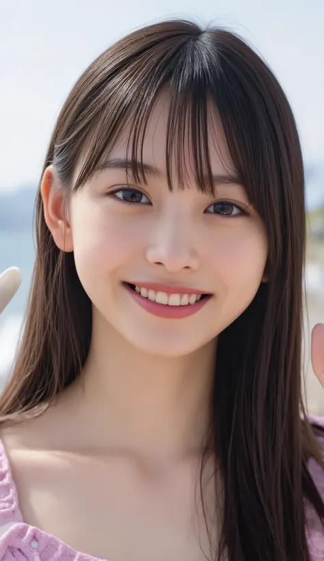 Beautiful girl、face up with eyebrows 、Correct structure as a human 、 Women's Correct Structure、v-neck sweater、 top quality、masterpiece、 big boobs、big boobs、correct number of fingers、is Shibuya、beautiful woman、big breasts