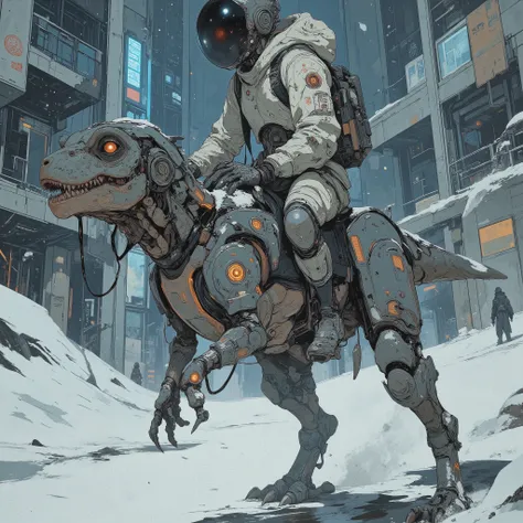 (masterpiece), (best quality), (highly detailed), (illustration), (concept art style),

A serene, atmospheric sci-fi scene set in a clean and orderly futuristic city covered in fresh snow.
Soft snowfall drifts through the air, collecting on the smooth, bri...