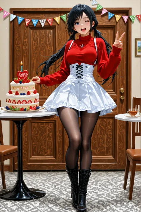 , ,perfect anatomy,masterpiece, Highest Quality, very aesthetic, Ridiculous, (Pyromyz (artist):0.4),,,1girl,kokoro, black hair, long hair, big breast,bouncing breasts,,,,,, kokoro_doa, beautiful blue eyes,,beautiful black hair, long hair, low twintails, Ve...