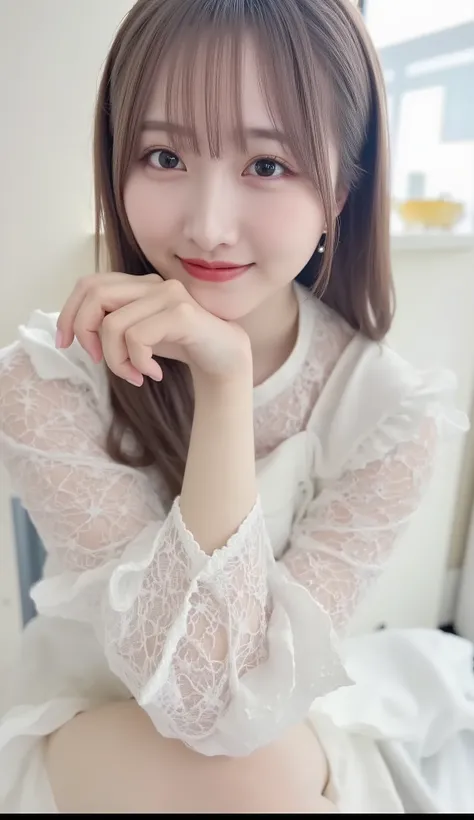 masterpiece, best quality, close-up, arched back,  parted lips, tension, high contrast, super realistic pictures of beautiful Japanese women, gravure idol style pose, Full Body in a Frame, Watch the camera, soft natural expression, Shiny Skin Texture, mini...