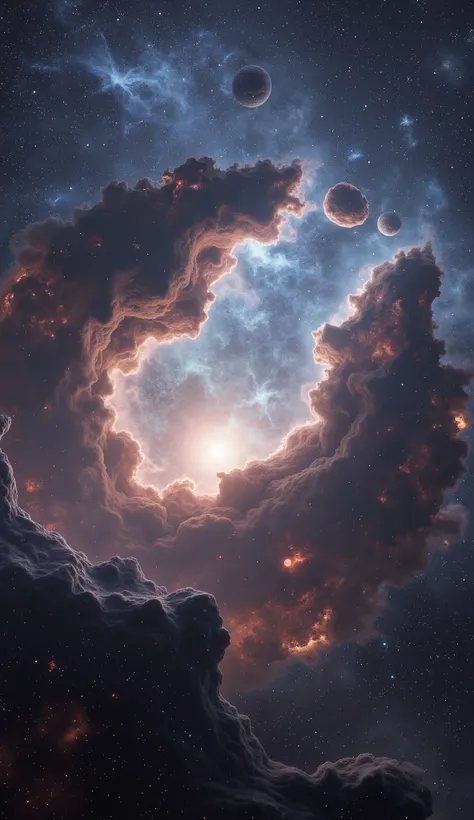 Astronomical journey,(vast universe),wide angle,((surrealistic cinematography of vast deep outer space:1.5)),((billions of galaxies in the universe scenery)),emptiness,(clearly and distinctively depiction),(nebulae),((ultra detailed every feature on the sc...