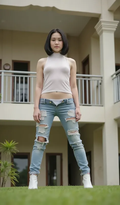 Panty pull,Jeans pull,1 young girls. jakarta high school, teen age young girls. back poses. beautiful faces. 19 years old posing sexy, white skinny body, slender. small breasts. open legs apart. crouching pose. squat pose. back pose. back view. photo shoo...