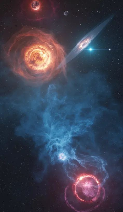 Astronomical journey,(vast universe),wide angle,((surrealistic cinematography of vast deep outer space:1.5)),((billions of galaxies in the universe scenery)),emptiness,(clearly and distinctively depiction),(nebulae),((ultra detailed every feature on the sc...