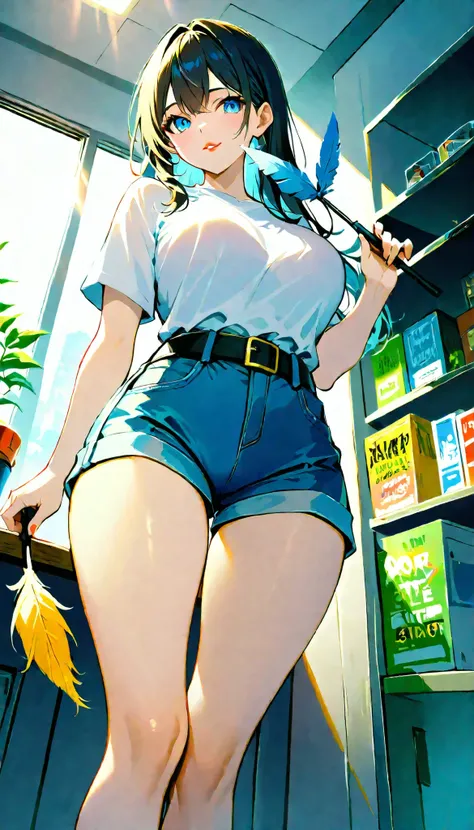 (RAW Photo), Absurdities, (Absurd Resolution)), (Hyperrealism, Photorealism), (Maximum Quality, 16k, Masterpiece, Ultra Detailed) (beautiful girl, 21 years old), (sharp pupil, blue eye), (white hair, dark highlights), (made-up, red lips), (woman wearing ti...