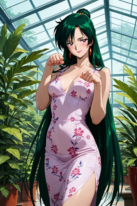 masterpiece, amazing quality, best quality, ultra-detailed, 8K, illustration, clear skin, ultra-detailed-eyes, soft skin, very awa, very as2, soft body, 1990s \(style\), official art, 1girl,solo,mature woman, setsuna meiou, long hair, red eyes, very long h...