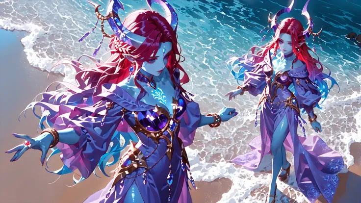 ((inspired by fantasy)) ,  ( ((masterpiece)), ((best quality)),((ultra detail)), ) ,  beautiful-woman , ((detailed face)) , ((detailed body)) , (full body:1.3). , 
,
,

1-woman,
(((demon woman))),((pointed ears)),(dragon’s horns attached to the head), back...