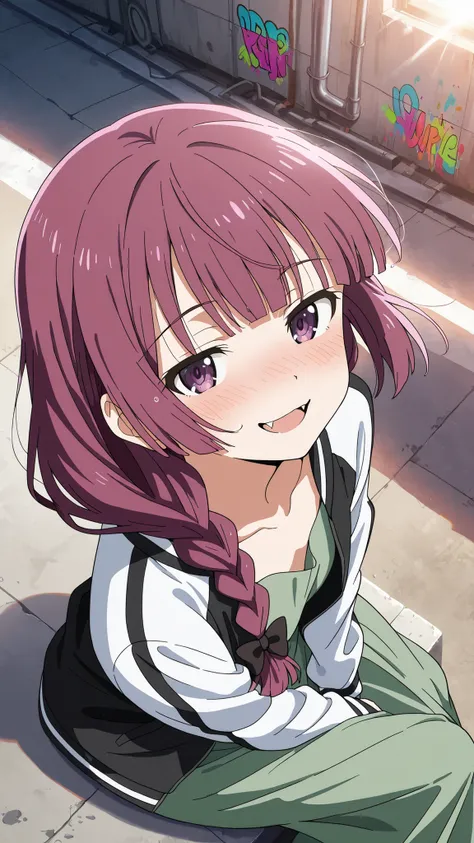 BREAK (masterpiece:1.2),highly detailed realistic anime background, narrow urban alley, daylight scene with wet reflective asphalt, colorful graffiti on concrete walls, small puddles with bright sky reflections, metallic pipes and vents, warm sunlight brea...