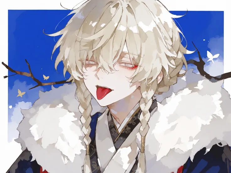 score_9, score_8_consolation, score_7_consolation, solo, watercolor, 1 male, solo , One Man , Platinum Blonde Hair , braids , Fluffy hair , beautiful , right eye is red eye , Left Eyes Are White Eyes , stylish , handsome , are cool , Adult Male , Japanese ...