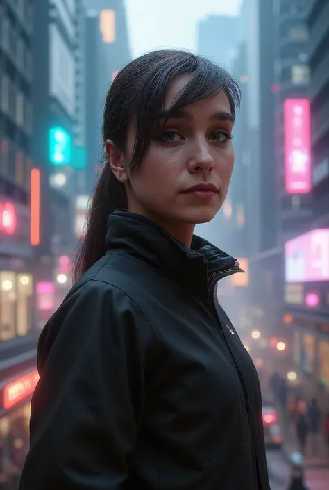 Straight Haired Woman in Cyberpunk Game