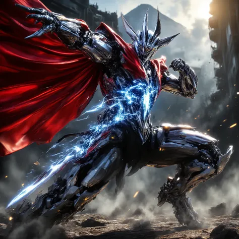 aidmafluxpro1.1,action pose, dynamic pose, Dynamic action, dynamic angles, dynamic perspective, dynamic color, dynamic light, holding weapon,fight pose, traditional martial arts attire,full figure. fluxmecha,Celestial Fantasy,mazinger,masterpiece, ultra de...