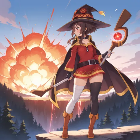 masterpiece, ultra-HD, impressionism, high detail, best quality, very aesthetic, 8K, best quality, beautiful, ultra-high resolution, 32K UHD, sharp focus, 1girl, solo, Megumin-Liver020, short brown hair, middle bangs, long locks, red eyes, eyelashes, pink ...