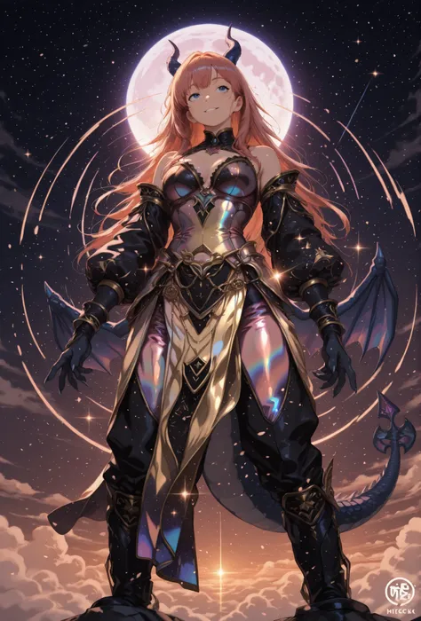 A dragon soaring through the sky bathes in the morning sun, its scales shimmering beautifully , surreal weather , 
1girl , solo , dragon furry , cute , (Iridescent scaly body:1.5), dragon furry head, dragon horns, dragon claws, dragon wings, dragon tail , ...