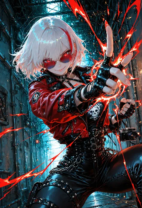 (masterpiece:1.3, best quality:1.3, ultra-detailed:1.25, 8k, high resolution, realistic anime style:1.25, dramatic lighting:1.2, glossy highlights, dynamic action pose:1.2, intense expression:1.15, cinematic close-up), 1girl, solo, fierce aura, confident s...