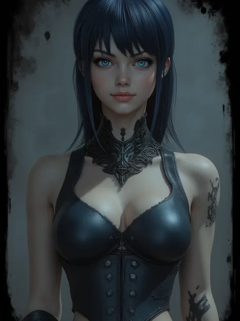 marinette Dopanchan, ArsMJStyle, Eldritch Sci-Fi, A very beautiful and cute 22 year old woman. (Sharp focus on the face:1.5), (blue eyes:1.5), (((western eyes))), (extremely detailed blue eyes:1.5), (((beautiful eyes, beautifully detailed eyes))), (((delic...