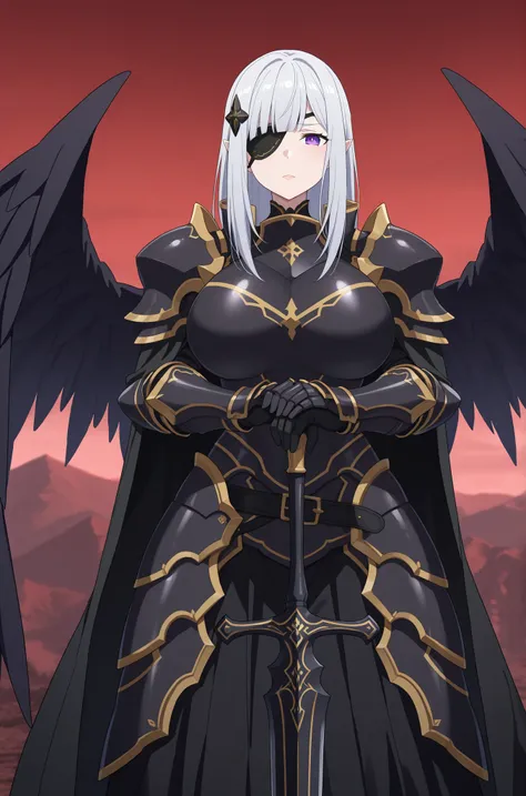 (Score_9 , score_7:0 . 6) , (masterpiece , best quality , good quality , newest:0 . 6) anime coloring , adult ReZero, Solo, Satella-God, Anime, 1girl, Mature adult Female, pointy ears, long hair, hair ornament, silver hair, Cloaked in anger , lips, purple ...