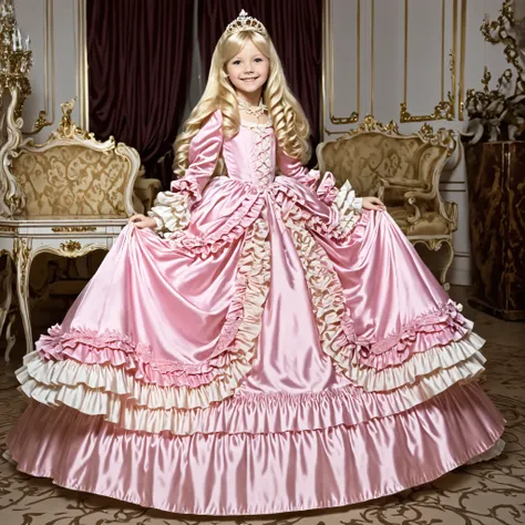 top quality, masterpiece, Highest Resolution, art work, super それにget used to it, many get used to it, get used to it, それにget used to it, 3k photos,((American girls from the 1970s,I'm cosplaying as a princess,blonde long hair)),Smile Yan,Model,((10 years ol...