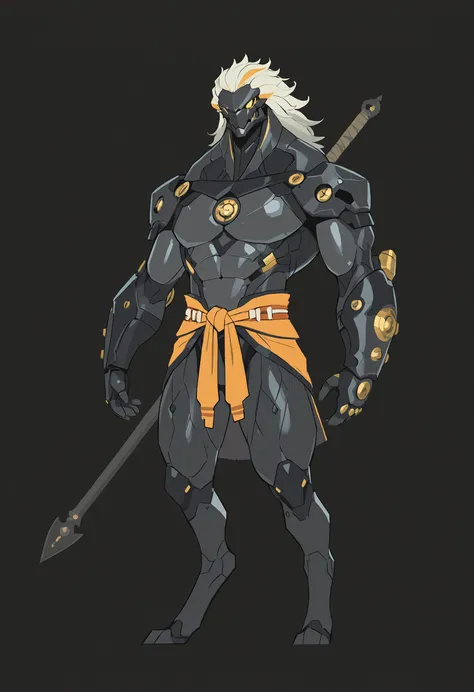 masterpiece, best quality, amazing quality, very aesthetic, humanoid warforged, warrior monk, detailed musculature, fantasy futuristic body armor, balanced yet muscular physique, thick arms and legs, wide bulky chest, digitigrade legs, body is a fusion of ...