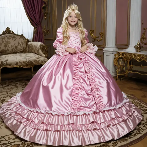 top quality, masterpiece, Highest Resolution, art work, super それにget used to it, many get used to it, get used to it, それにget used to it, 3k photos,((American girls from the 1970s,I'm cosplaying as a princess,blonde long hair)),Smile Yan,Model,((10 years ol...