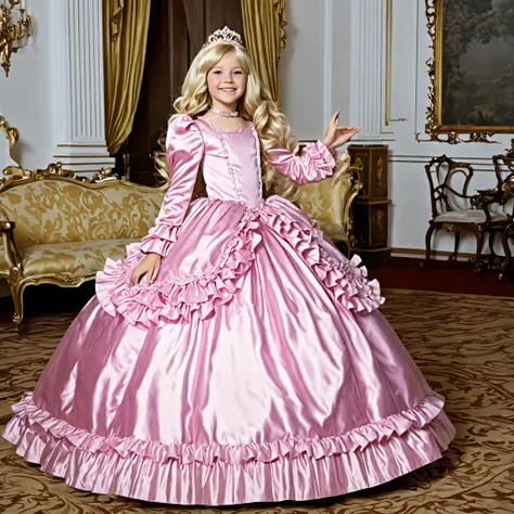 top quality, masterpiece, Highest Resolution, art work, super それにget used to it, many get used to it, get used to it, それにget used to it, 3k photos,((American girls from the 1970s,I'm cosplaying as a princess,blonde long hair)),Smile Yan,Model,((10 years ol...