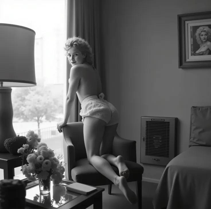 (masterpiece, High quality, high resolution, realistic photo, photography), beautiful girl, Age of 23, Full face photo ,  with light eyes  , with short wavy hair , beautiful breasts, beautiful and detailed face , charming smile , beautiful buttocks , Miran...