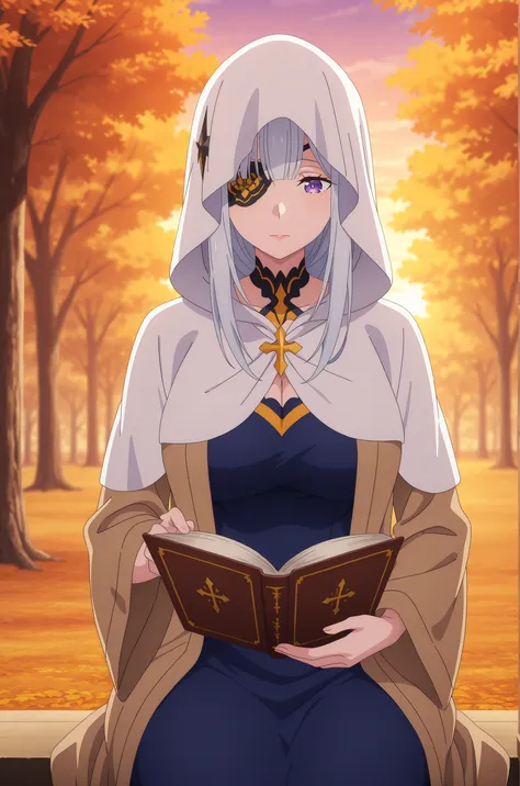 anime screencap, anime coloring, detailed face, masterpiece, best quality, very aesthetic, absurdres, volumetric lighting, adult ReZero, Solo, Satella-God, Anime, 1girl, Mature adult Female, long hair, hair ornament, silver hair, lips, purple eyes, medium ...