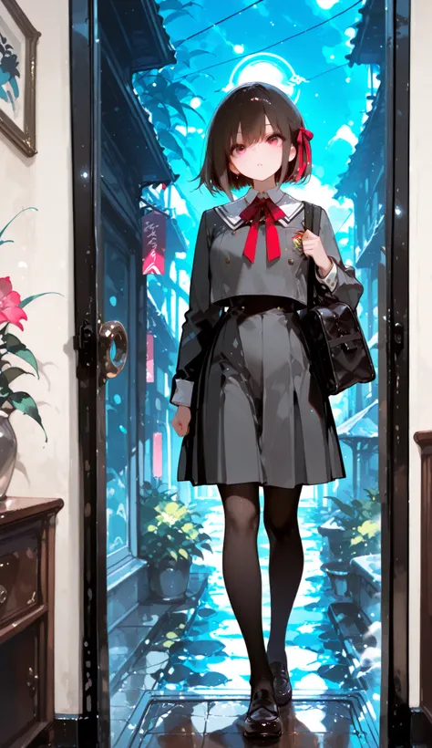 masterpiece、top quality、Full Body、spy schoolgirl、School uniform、Hidden Weapon、、Occasionally crazy personality、Covert Actions、sharp gaze、mysterious atmosphere