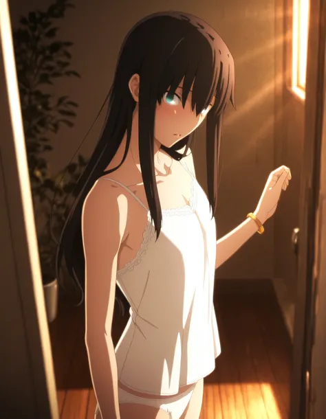 ufotable style ,masterpiece,best quality,good quality,newest, 8k, from side, from above,
indoors ,(cinematic light, sunlight), (backlight), (plant ,detailed background, bath room),parted lips, ,
embarrassed, light surprised,
looking at viewer, (upturned e...