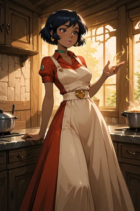  totally_spies_2k24 alex, black hair, short hair, brown eyes, dark-skinned female, pink lips, medium breasts, choker. | A mysterious figure — the Sealed God of the Kitchen. Though appearing as an ordinary person, they wield unimaginable culinary power. In ...